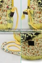 Cappadocia Vintage Kadın Çiçek Desenli Omuz Çantası - Bohem Tarz Mini El ve Telefon Çantası Sarı