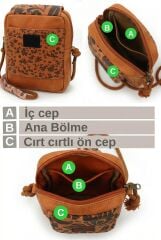 Cappadocia Vintage Kadın Çiçek Desenli Omuz Çantası - Bohem Tarz Mini El ve Telefon Çantası Ateş Kırmızısı