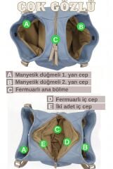 Myra Kadın Siyah Pu Deri Günlük Omuz Çantası Üç Bölmeli Hobo Tote El Çantası Mavi
