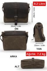 Dark Cotton 7503 Hakiki Deri Kapaklı Suya Dayanıklı Mumlu Kanvas 15” Laptop, Okul, Evrak Seyahat Çantası Kahverengi