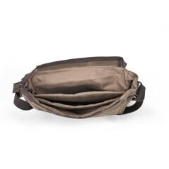 Dark Cotton 7503 Hakiki Deri Kapaklı Suya Dayanıklı Mumlu Kanvas 15” Laptop, Okul, Evrak Seyahat Çantası Kahverengi